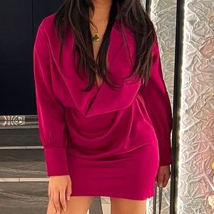 Fashion Nova - Magenta Cowl Plunge dress XS